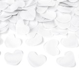 Vystřelovací konfety srdíčka bílé 40cm
